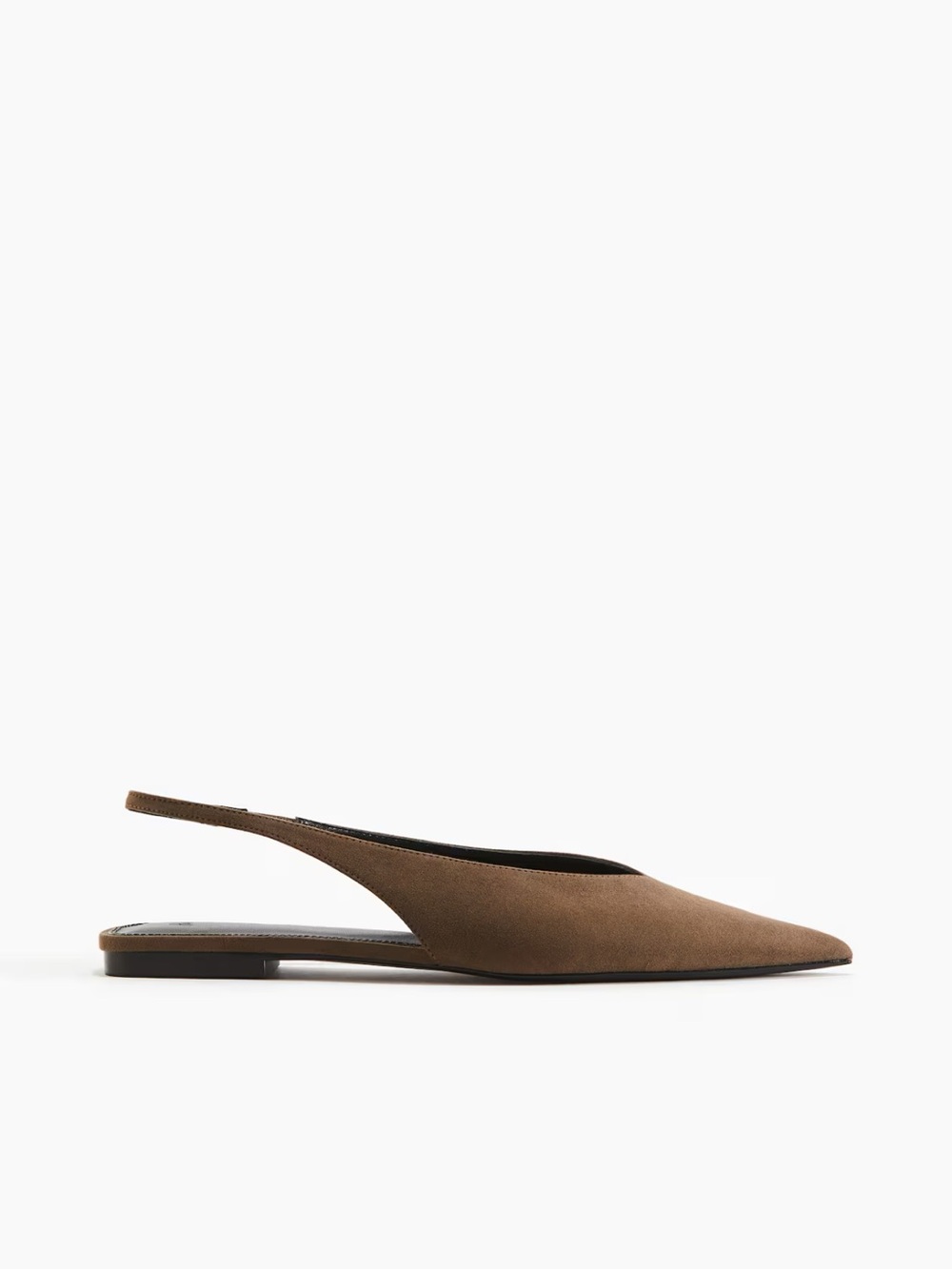 H&M Brown Suede Pointed Slingback Flats